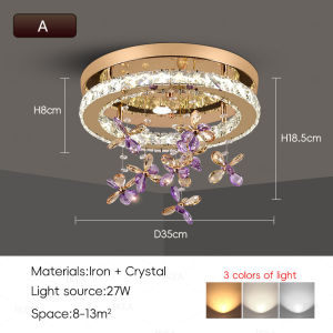 Nordic Bedroom Ceiling Light LED New Luxury Living Room Crystal Lamp Modern Simple Dining Room Light