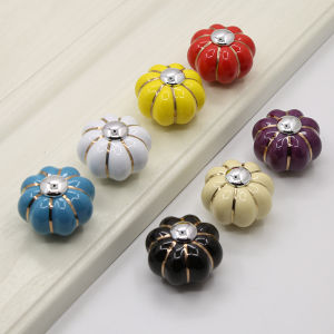 Creative Art Round Single-Hole Cabinet Door Handle Drawers Cabinets Wardrobes Colorful Gold Silver Pumpkin Cartoon Ceramic Handle 创意艺术 圆形单孔柜门拉手 抽屉 橱柜 衣柜 彩色金银南瓜卡通陶瓷把手 FUNIANQI