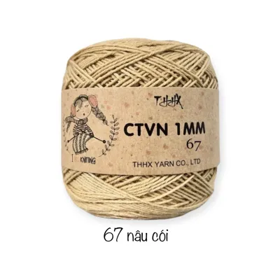 Len Sợi Cotton Việt Nam 1mm nhãn THHX(100g-Bảng màu 1) có temmác dùng để móc áomóc túimóc mũ