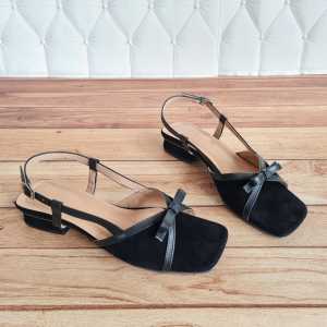 Sendal Wanita ABBUSHOES AN 34 Verlin Square Toe Hak 2cm dengan Aksen Renda