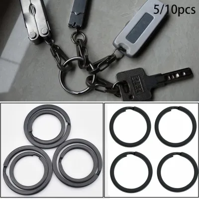 【COD&READY STOCK】 5/10pcs Metal Black Locking Key Holder Stainless Steel Outdoor Tools Keyring Connectors Keys Ring Carabiner EDC Keychain