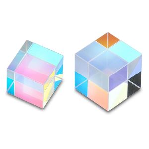 YERZ Sun Catcher Mixing Color Cube Funny Clear Crystal Optical Dispersion Prism Creative Compact Colorful Glass Cube Prism Home