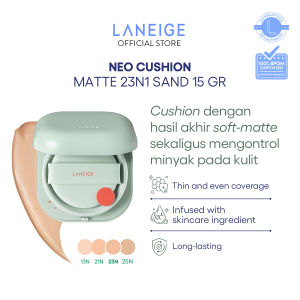 LANEIGE Neo Cushion The Matte SPF 42 PA+++ 15g - Tahan Lama Hingga 24 Jam Dilengkapi SPF 46 PA++ - Hasil Akhir Matte dan Menyatu Dengan Warna Kulit - Full Coverage - Untuk Kulit Berminyak