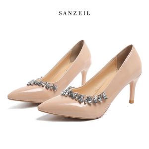Sanzeil Bianca - Heels Wanita 8cm Hak Tinggi Glossy Pesta Sandals 15502