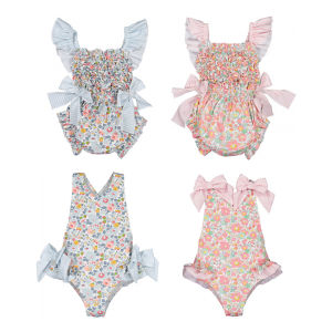 2026 Baby Girls One Piece Swimsuit Amoi Sling Print Beach Bikini Swimwear Toddler Girl Cute Swimsuits Biquini Infantil Menina2026