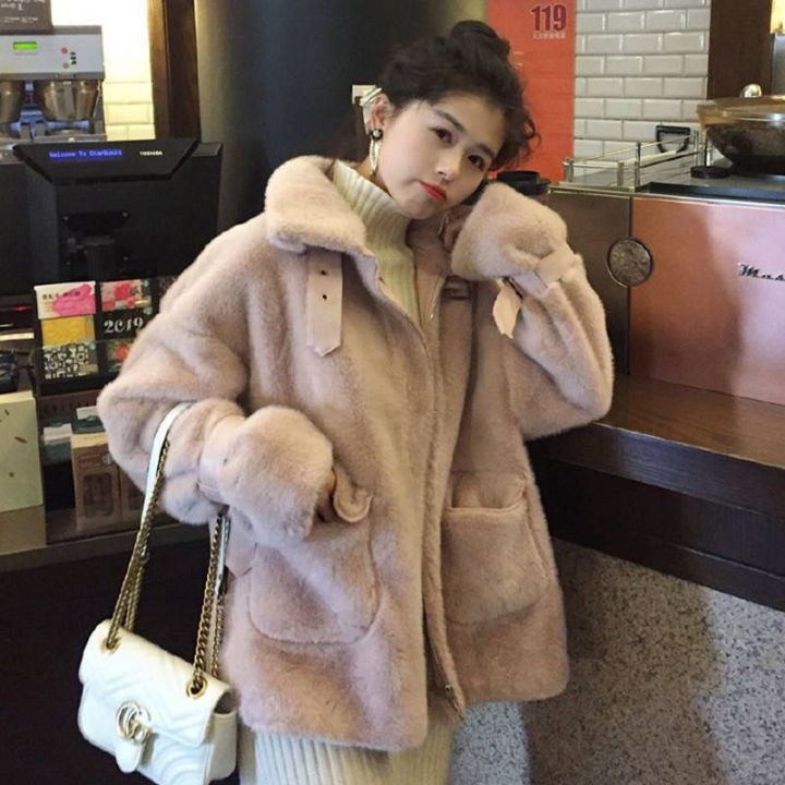 IMPORT WOMAN FAUX FUR WINTER COAT JACKET OUTER KOREAN STYLE JAKET