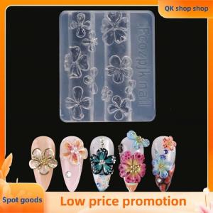 ✨QK shop✨ 1 3Pcs Relief Lily Flowers Nail Carving Mold 3D Silicone Hawaii Hibiscus Flowers Petals Modeling Templates Clear Nail Tools