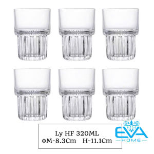 Bộ 6 Ly Thuỷ Tinh Khía Sọc Trung SKHF320 / Cốc Thuỷ Tinh Trà Đá Ngấn Sọc  Coffee & Tea Tumbler Glass 320ML