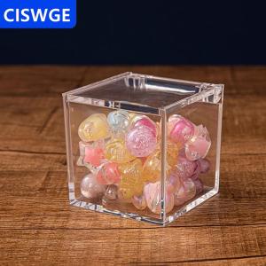 [COD] CISWGE AUTOPARTS Rõ ràng Acrylic vuông Cube hộp có nắp đậy bền Kẹo hộp nhiều sử dụng trong suốt trường hợp tổ chức container