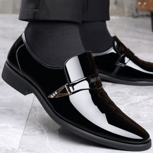 GRAEAE(3 Days Delivery)COD Recool Men PU Leather Shoes Formal Comfortable Flat Pointed Toe Casual Shoes Office Shoes Business Shoes Men