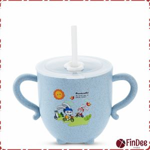 FinDee แก้วน้ำเด็ก แก้วหัดดื่ม มีฝาให้ แก้วหัดดูด กันกระแทก มีฝา ขนาด 280ml Kids Utensils