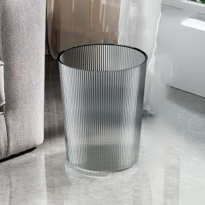 LCHGNA Striped Plastic Trash Can Transparent Large Capacity Garbage Container Wastebasket Nordic Waste Bin Kitchen