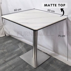 Furnimall Dining Table Sintered Stone Matte Surface Meja Makan Cafe Restaurant Modern Luxury Design