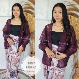Outer Brokat Lace Malika Tangan Kerut Cardigan Blazer Modern