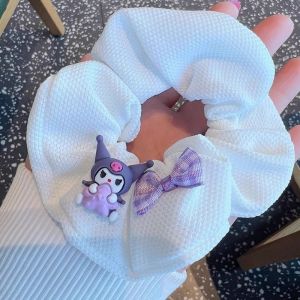 Getah Rambut Kurumi Comel Gaya Korea Ikat Rambut Kartun Tekstur Wafel Aksesori Perempuan Tali Rambut Lebar Kuromi Hair Tie Cartoon Scrunchie Girls Waffle Texture Elastic Band Korean Style Hair Accessory Ponytail Holder 浪漫少女库洛米大肠发圈韩式卡通可爱华夫格发绳女质感宽边头绳 H116