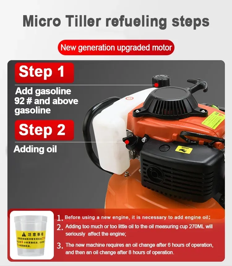 Agricultural Garden Gasoline Small Rotary Cultivator Outdoor Multi