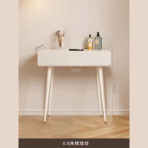 Solid Wood Dresser with Cabinet Storage Cabinet Makeup Table Integrated Bedroom Dresser Small Apartment Retractable Cosmetic Cabinet Locker
