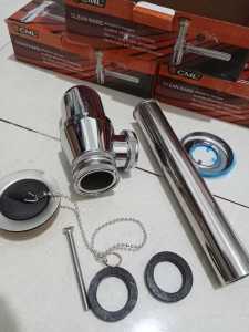 SIFON BOTOL BESI WASTAFEL LURUS CAMEL