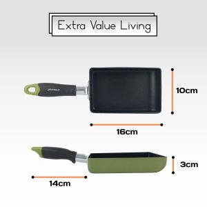 MINOWA Panci Penggorengan Kotak Tamagoyaki Anti Lengket 10 x 16 CM Egg Pan EVL-CL-11-06 Hijau Omelette Pan