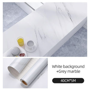 Marble Wallpaper Stickers Waterproof Oil Resistant Kitchen Bathroom PVC Wall Stickers Self-Adhesive Table Wall Sticker Home Living Room Decorate Wallpaper 40cm*500cm Decorative Wall Coverings