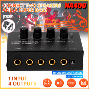 COD TaffSTUDIO MicroAMP HA400 Audio Amplifier Mini Headphone 4 Channel Stereo + Adaptor 12 Volt