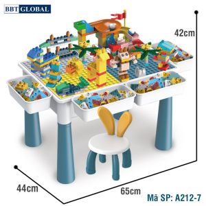 Bộ bàn ghế lắp ghép đa năng BBT GLOBAL TẶNG bộ xếp hình 342 chi tiết A213-7