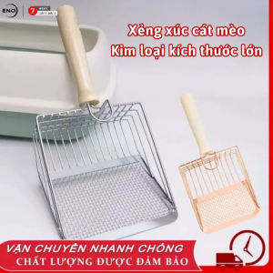 Xẻng xúc cát cho mèo xẻng hốt phân mèo xẻng dọn vệ sinh cát cao cấp có tay cầm gỗ ENO - XXC01