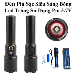 Đèn Pin Sạc Siêu Sáng Hợp Kim Nhôm Bóng Led Trắng Sử Dụng Pin 3.7V Có Zoom