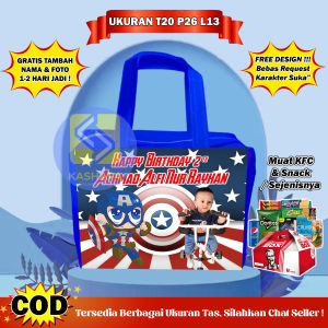 (45 PCS RESLETING) Tas Ulang Tahun Resleting Custom / Tas Ulang Tahun Resleting Anak / Tas ultah resleting muat KFC / goodie bag ulang tahun anak murah free desain gratis pakai resleting / Tas Bingkisan Ultah Anak Resleting / Goodie Bag Resleting KFC