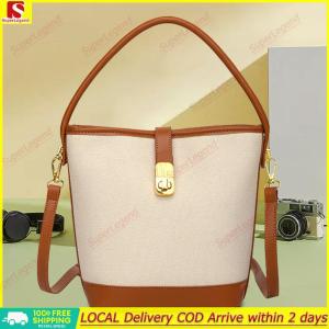 【Big Sale】 Fashionable Crossbody Bag PU Splicing Bucket Bag with Adjustable Shoulder Strap Shoulder Handbag for Women Girls Ladies 【SuperLegend】