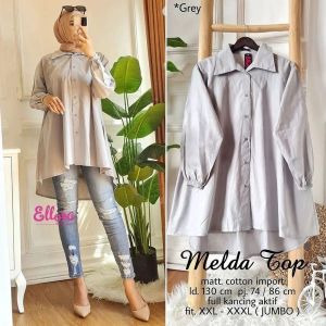 JESSY ACC MELDA TOP BLOUSE BL KATUN PARIS LD 130 CM Atasan Wanita Blouse Kekinian OOTD Blouse Wanita Murah Meriah Kekinian Blouse Terbaru 2023 Remaja Korean Style Blus Big Size Jumbo Polos BEST SELLER