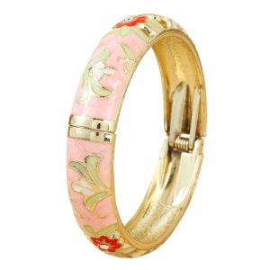 FIRST SONG Floral Vintage Cloisonne Bangle Traditional Enamel Colorful Flower Bangle India Ethnic Womens Hand Bracelet Gifts for Women Girl