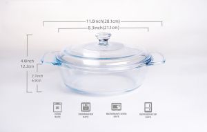 Ready stock Tempered Glass Bowl Mangkuk hidang Kaca Serving with lid handle Mangkuk lauk bertutup Micoware Safe Bowl Rice Bowl Soup Bowl Dinnerware Wedding Doorgift.0L1.7L
