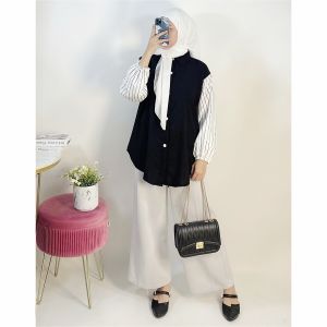 Kemeja Atasan Wanita Cringkle Kombi Salur 135 NONYFASHION