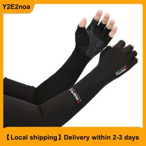 【Local shipping】 2pcs Sport Arm Sleeves Cycling Running Fishing Climbing Arm Cover Sun UV Protection Ice Cool Sleeves With 5-finger Cuff