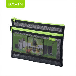 BAVIN BE25 Transparent Double-Layer Nylon Mesh Storage Pouch Organizer Bag w/ Zipper for Travel