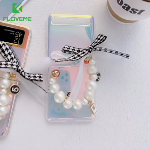 FLOVEME Fashion Hand Chain Phone Case For Samsung Galaxy Z Flip 3 5G With Bracelet TPU Hard Protective Back Cover For Galaxy Z Flip 3