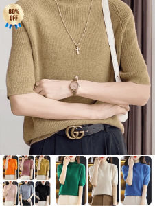 เสื้อสเวตเตอร์ถักผ้าวูล แขน 7 ส่วน ทรงหลวม แมทช์ง่าย รุ่นฤดูร้อนทันสมัยและเป็นมิตรกับผิว