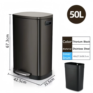 50L Hotel Shopping Mall Coffee Shop Milk Tea Shop Square Trash Bin Commercial Large Garbage Can