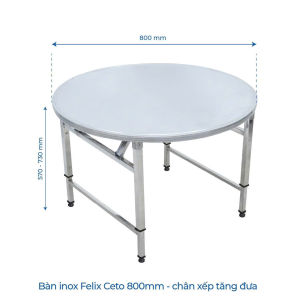 Chính hãng Qui Phúc Bàn tròn inox xếp gọn 8 tấc CETO bàn tăng giảm chiều cao 57 đến 73cm