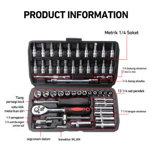 Kunci Shock set 46pcs BLACK Full Mobil Motor Lengkap Socket Tool kunci shock set original peralatan kunci motor