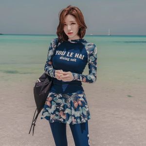 Đồ bơi kín đáo nữ dài tay quần dài chống nắng phong cách Hàn Quốc short váy