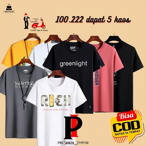Paket Grosir Kaos Casual Hip-hop Motif Grafis 5 pcs - Ukuran M/L/XL/XXL