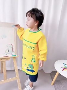 Kids Apron Waterproof Adjustable Neck Cartoon Animal Print Easy Clean Kitchen Cooking Baking Painting