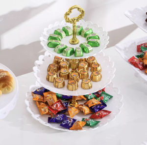 [SG SELLER] Cake Stand 3 Layers Wedding Cake Plate Stand Dessert Fruits Vegetable Placed Tool Food Display Tray Cupcake Candy Cookie Serving Plate for Wedding Birthday Party