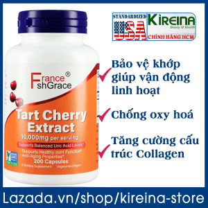 Viên uống Tart Cherry Extract hỗ trợ điều trị Gout Bảo vệ và tăng sự linh hoạt cho khớp 500 mg 200 viên