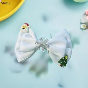 [ShiFu] ​​Christmas Bow Hair Clips - Red White Green Santa Snowflake Tree Barrettes For Women Girls Holiday Party Hair Accessories Gift​