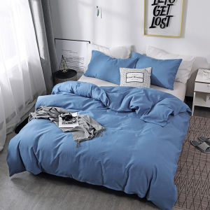 【Super low price】Nordic Solid Color Brushed Duvet Cover 220x240 Single Double Bed Microfiber Bedding Set Soft Skin Friendly Quilt Cover Sets Blue
