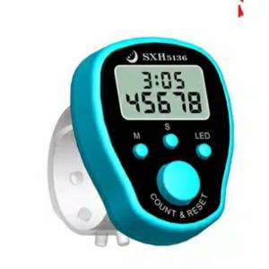 TASBIH DIGITAL ELEKTRONIK LED + JAM COUNTER MURAH FINGER ALAT HITUNG 5DIGIT