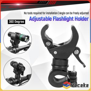 Vacaka Bicycle Handlebar Flashlight Clip Holder 360 Degree Rotating Bike LED Lamp Clamp Grip Bracket